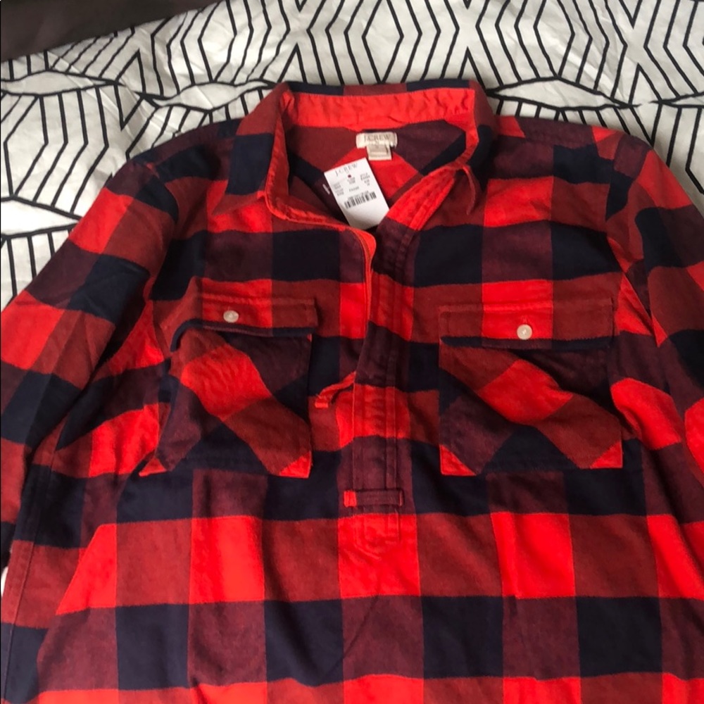 JCrew Buffalo Plaid Flannel Pullover with Zipper